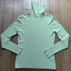 Venini Green Ribbed Cable Knit Turtleneck Pullover Sweater Women's Size Medium